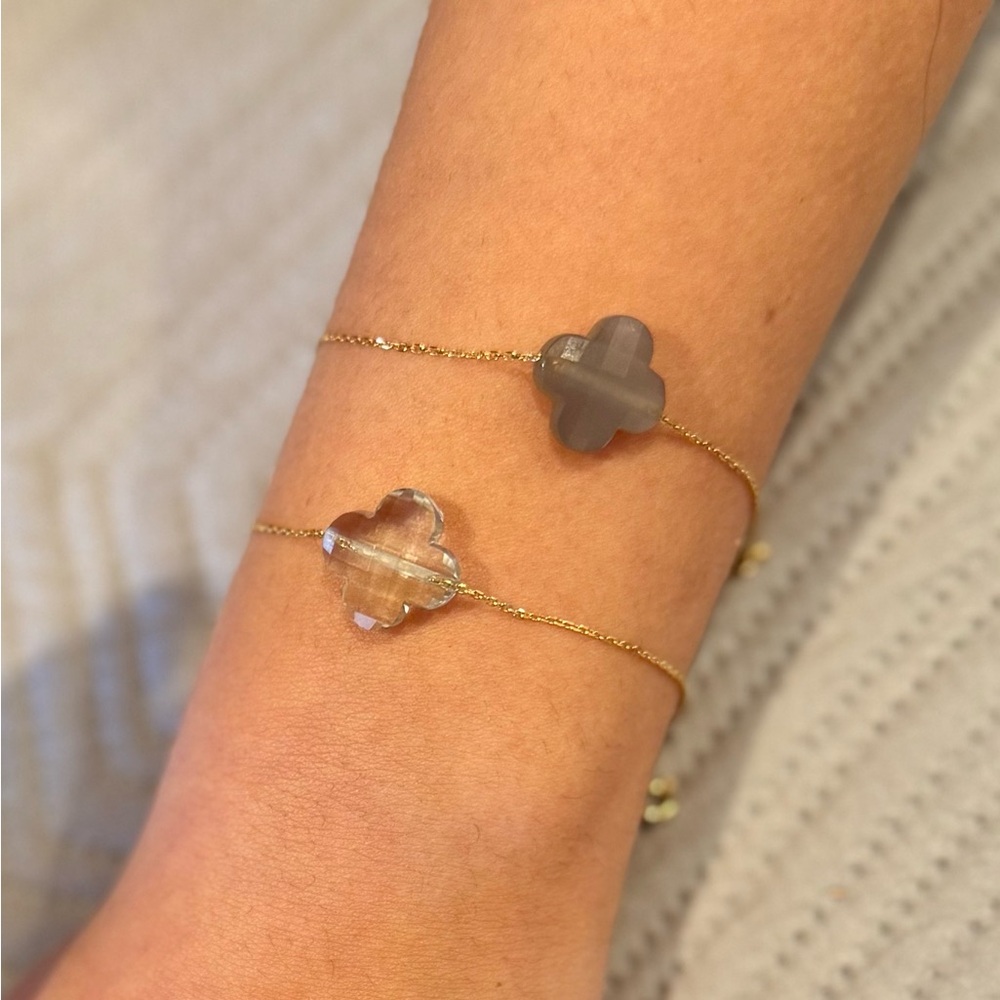 Morganne Bello Labradorite Clover 18 kt yellow Gold  Bracelet